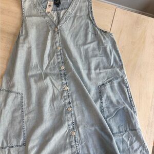 GAP Light Blue Denim V-Neck Dress